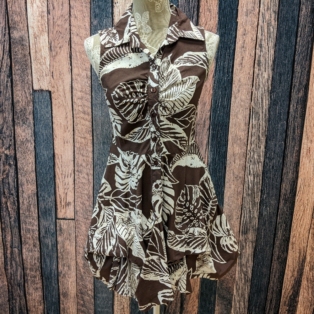 Brown Button Front Sun Dress